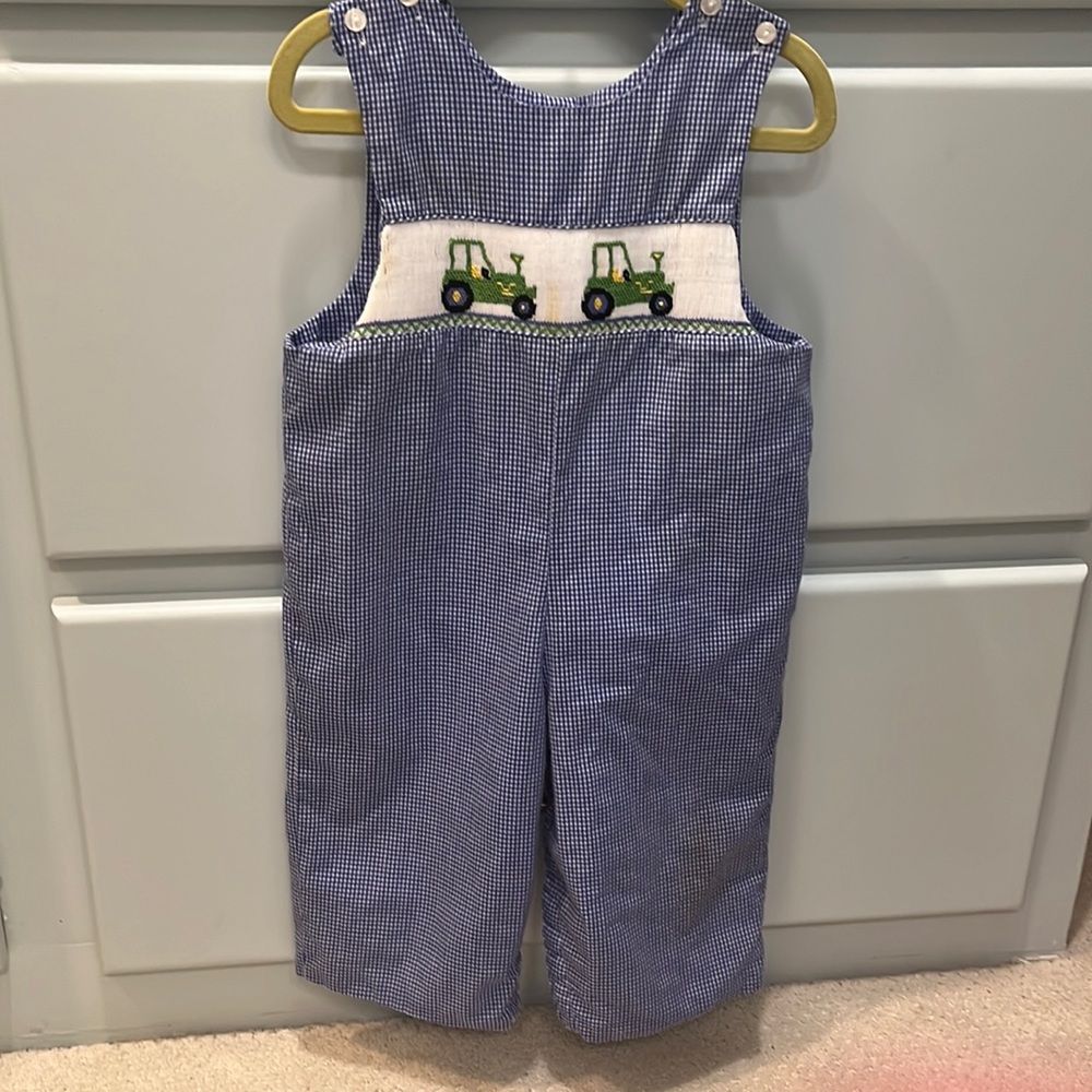 Velani Classics little boys smocked tractor John John’s